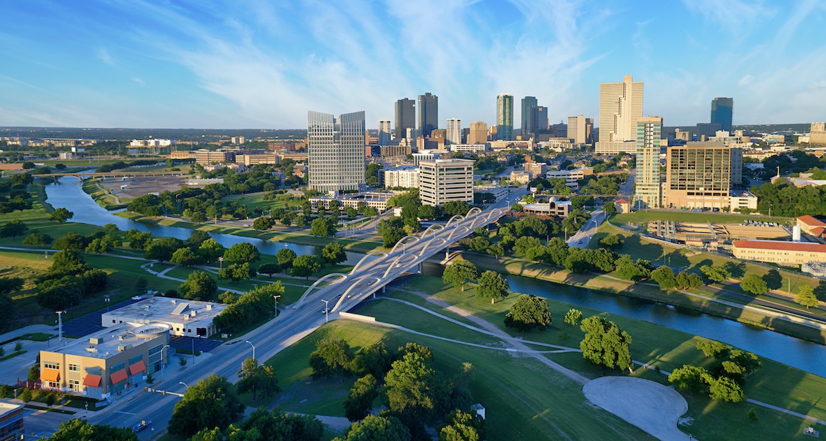 Aerial view of downtown Fort Worth Texas